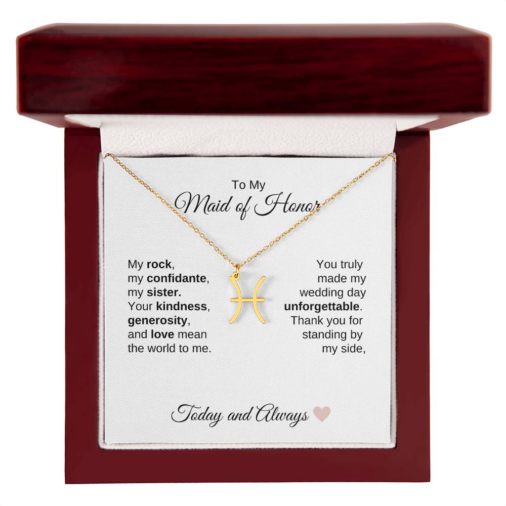 Maid of Honor Wedding Day Gifts Bridal Party Gifts Zodiac Necklace