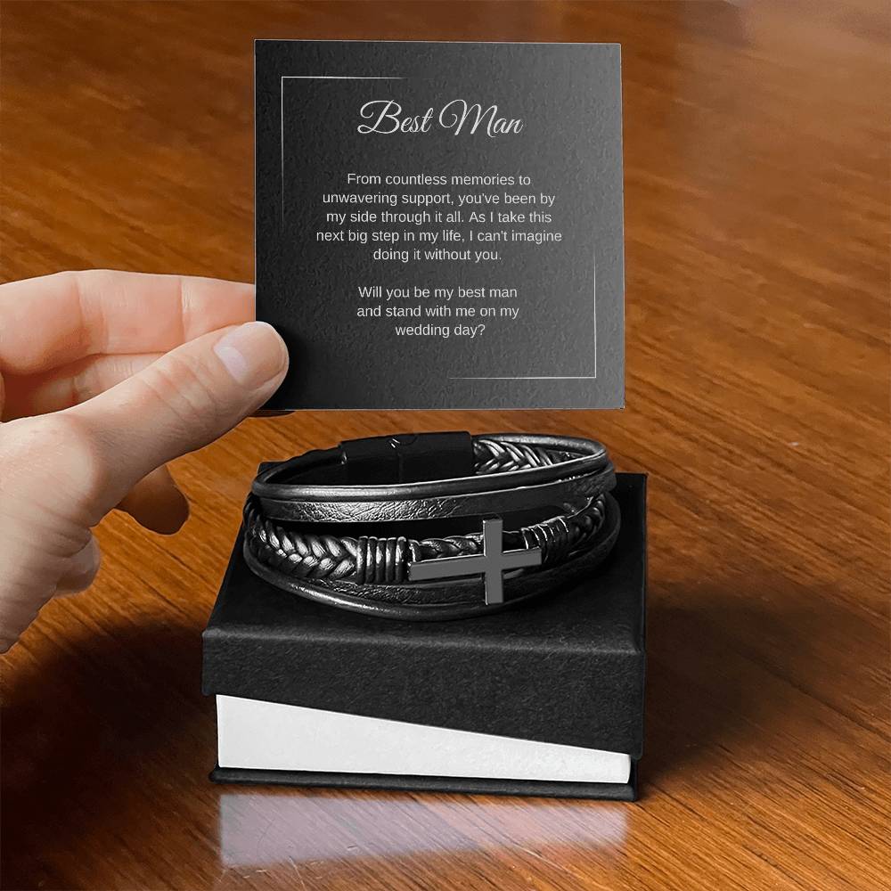 Best Man Proposal Gift, Cross Leather Bracelet, Best Man Ask Ideas