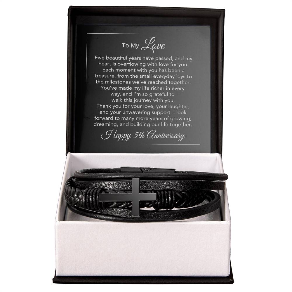 5 Year Anniversary Present for Him 5th Year Anniversary Gifts for Him, Cross Bracelet