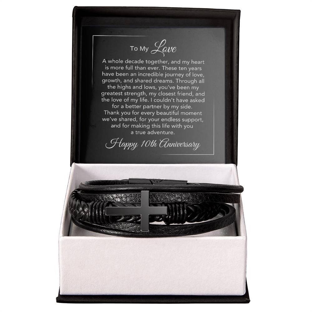 10th Anniversary Gifts for Men 10 Year Anniversary Gift Ideas for Him, Cross Bracelet