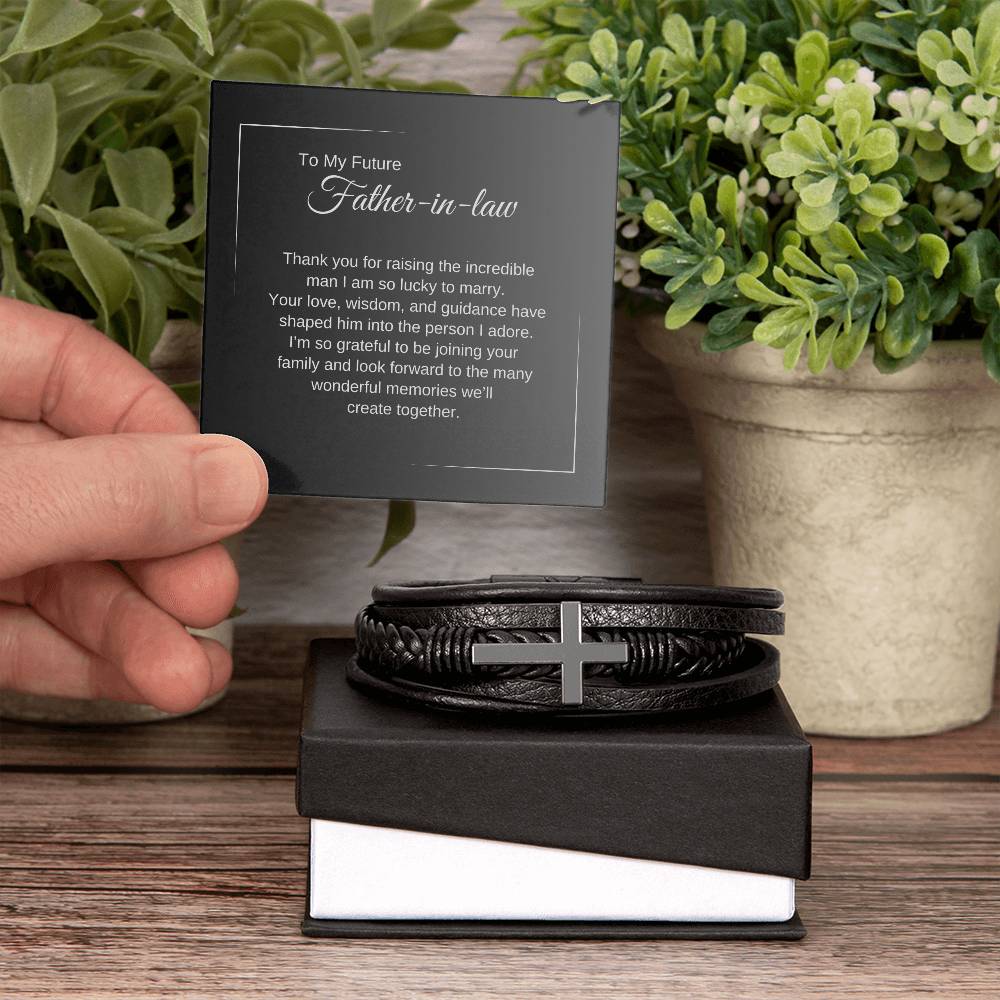 Father of the Groom Gift from Bride, Wedding Gift Father of Groom, Cross Bracelet