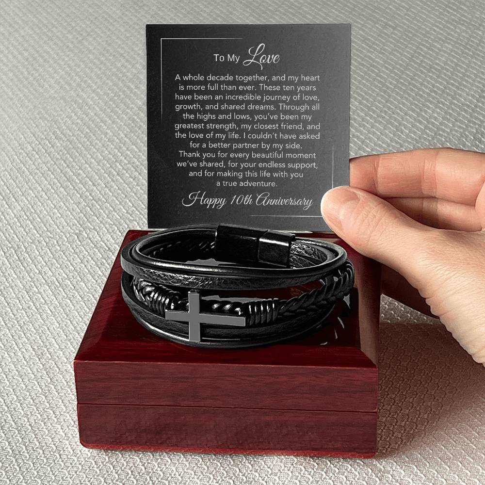 10th Anniversary Gifts for Men 10 Year Anniversary Gift Ideas for Him, Cross Bracelet