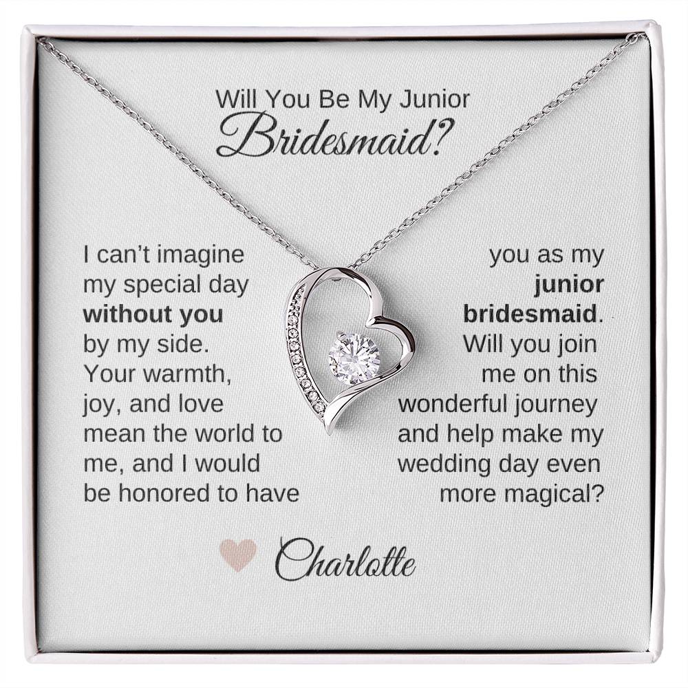 Junior Bridesmaid Proposal Gift, Gold Heart Necklace, Jr Bridesmaid Gift