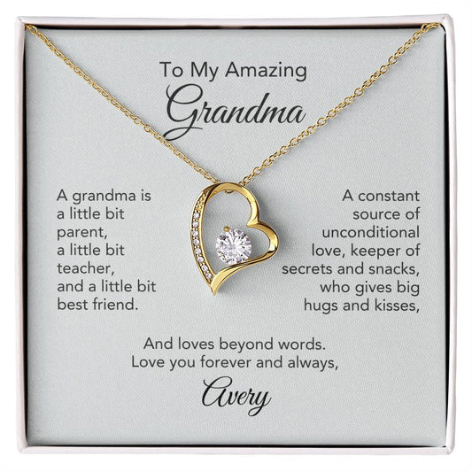 Grandma's Love Story: Heart Necklace Gifts - A Precious Keepsake! Personalized Card