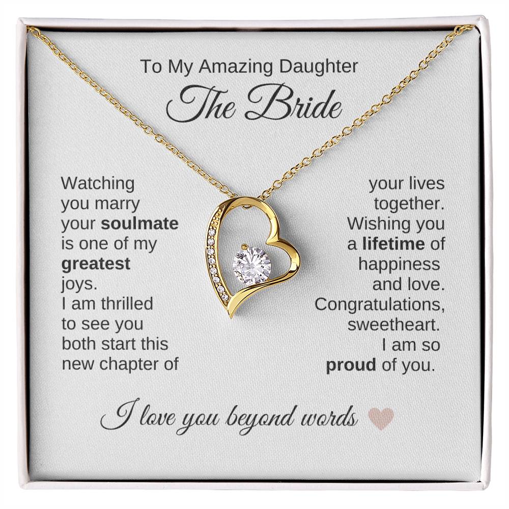 Daughter Wedding Gift Wedding Present for Daughter Gold Heart Necklace - MKT Custom Jewelry