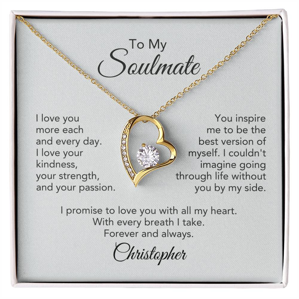 Soulmate Gift for Her Heart Necklace Girlfriend Gift Necklace for Wife Personalized Card