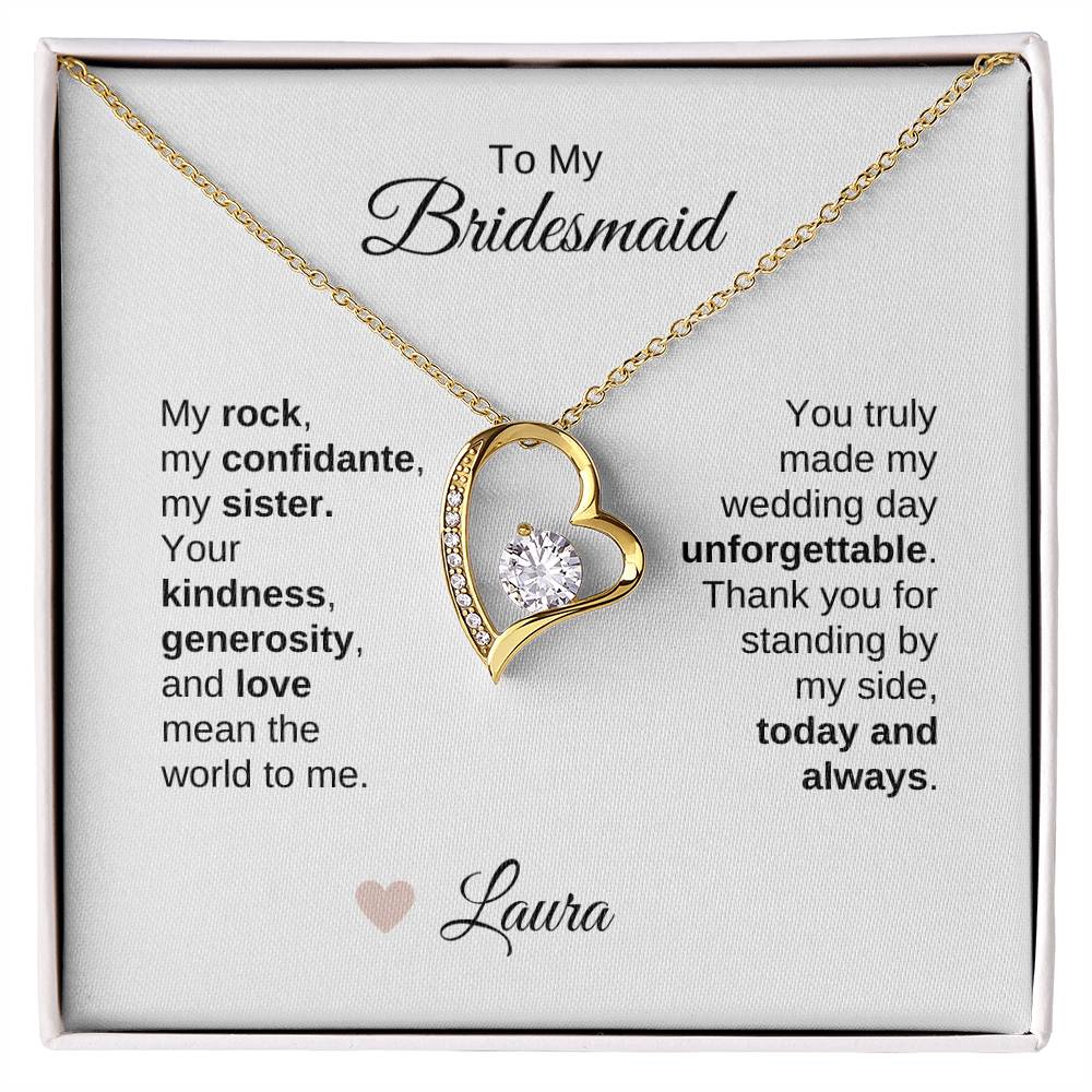 Bridesmaids Wedding Day Gifts Bridal Party Gifts Gold Heart Necklace