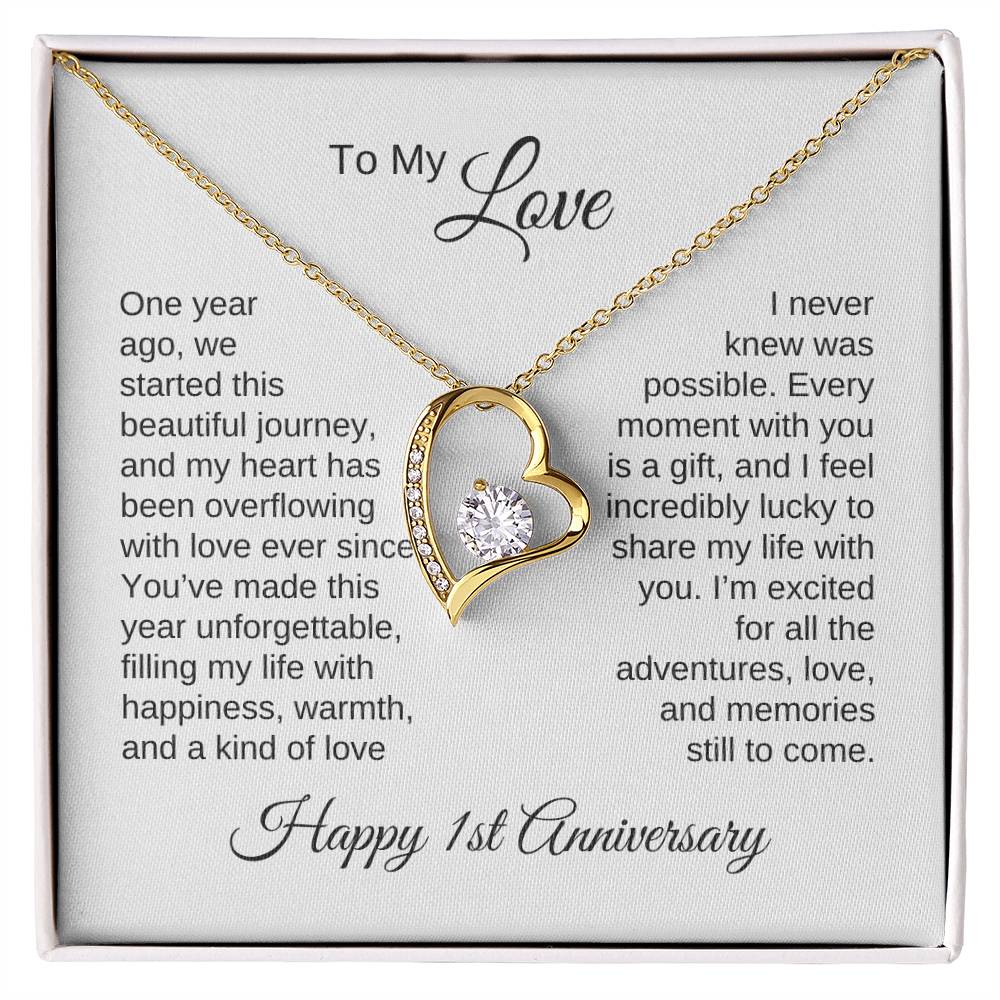 One Year Anniversary Gift for Her One Year Anniversary, Gold Heart Necklace