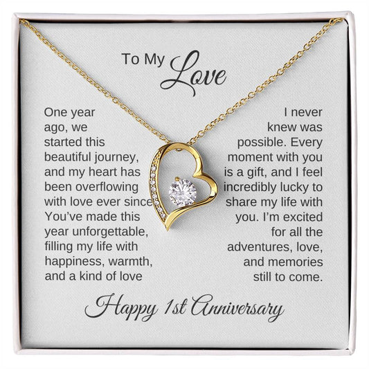 One Year Anniversary Gift for Her One Year Anniversary, Gold Heart Necklace