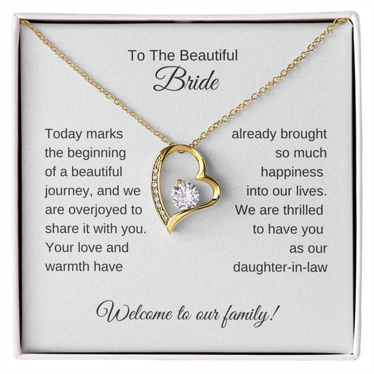 Daughter In Law Gift For Wedding, Gold Heart Necklace, Wedding Gift Daughter-In-Law