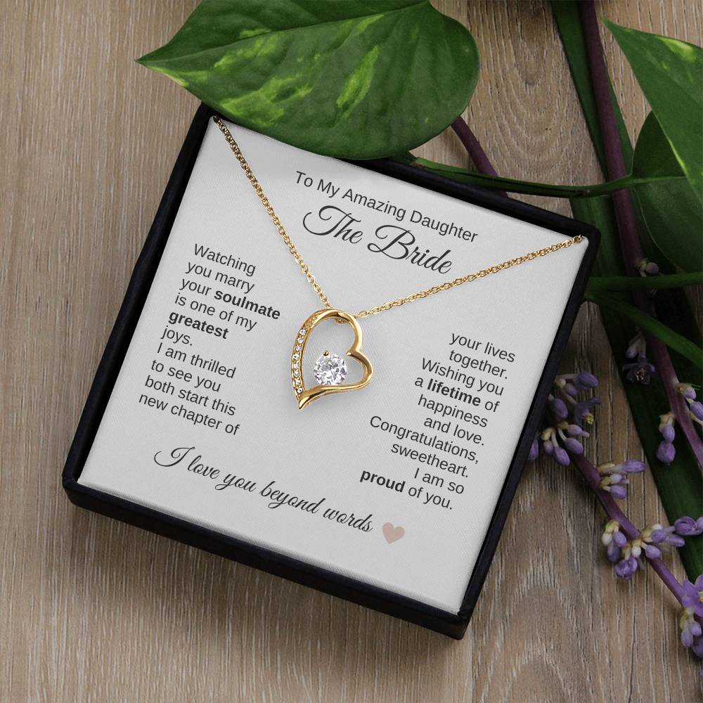 Daughter Wedding Gift Wedding Present for Daughter Gold Heart Necklace - MKT Custom Jewelry