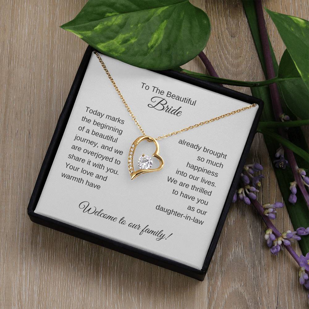 Daughter In Law Gift For Wedding, Gold Heart Necklace, Wedding Gift Daughter-In-Law