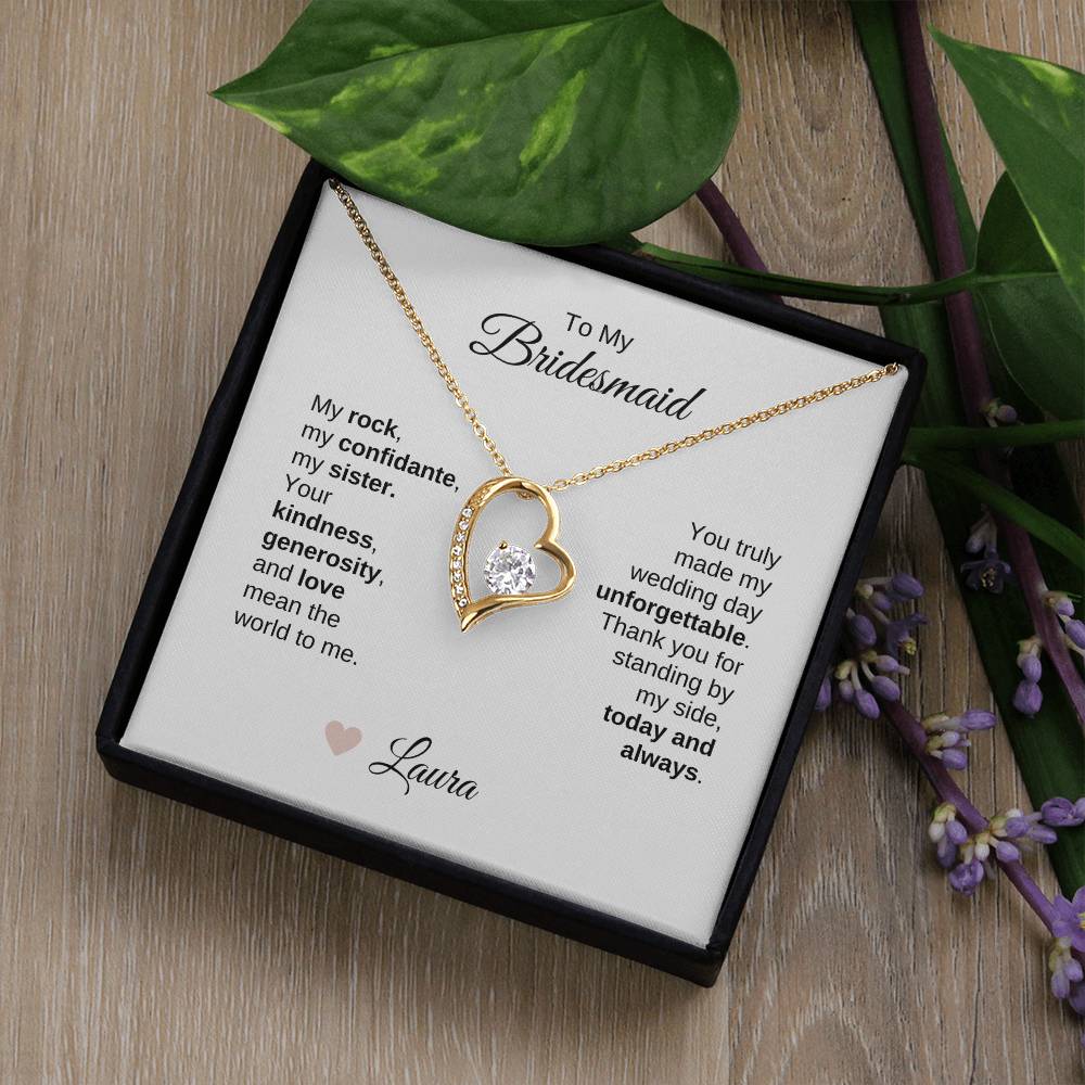 Bridesmaids Wedding Day Gifts Bridal Party Gifts Gold Heart Necklace