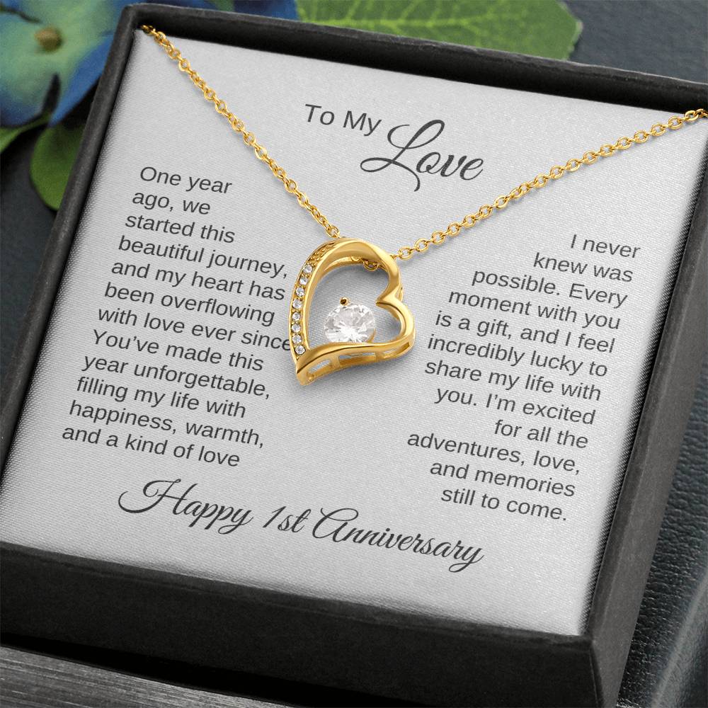 One Year Anniversary Gift for Her One Year Anniversary, Gold Heart Necklace