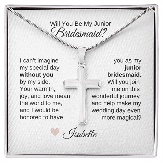 Junior Bridesmaid Proposal Gift, Cross Necklace, Jr Bridesmaid Gift