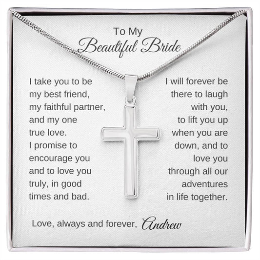 To My Beautiful Bride Gift To Bride From Groom Wedding Gift Cross Necklace