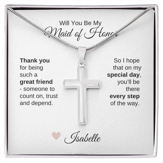 Will You Be My Maid of Honor Proposal Gift Cross Necklace