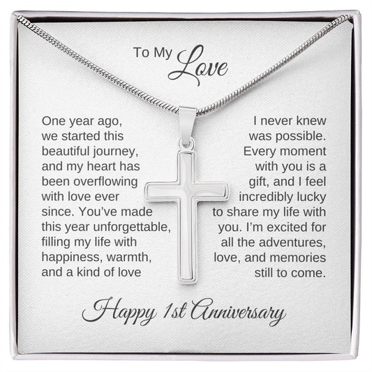 One Year Anniversary Gift for Her One Year Anniversary, Cross Necklace