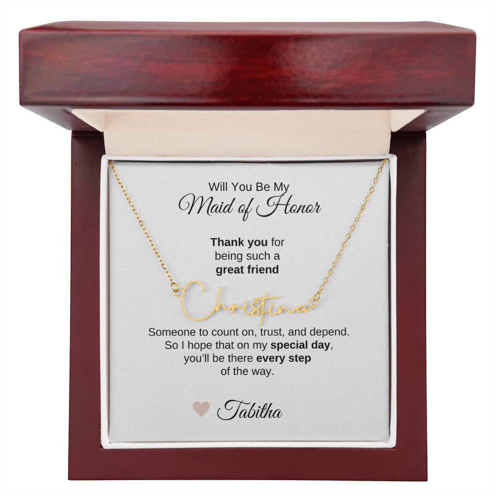 Will You Be My Maid of Honor Proposal Gift Script Name Necklace