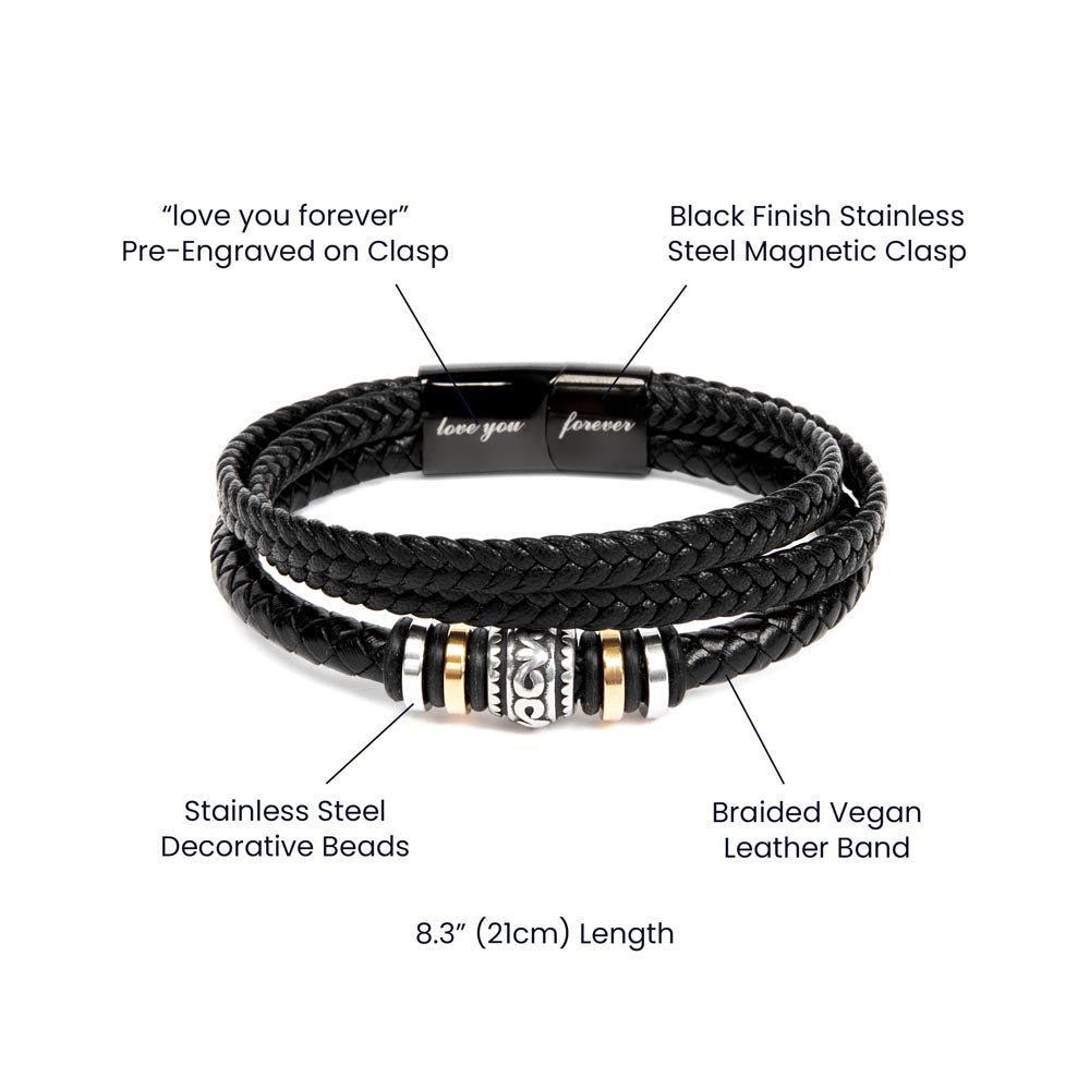Braided Leather Bracelet, Men Women Handmade Jewelry, Gift Idea for Wedding Anniversary Under 30 Dollars