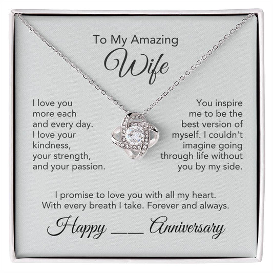 Anniversary Present Wife Gold Knot Necklace - MKT Custom Jewelry