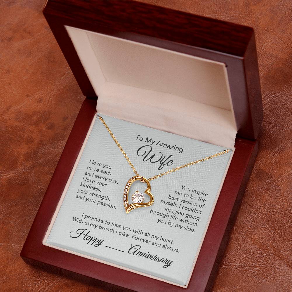 Anniversary Present Wife Gold Heart Necklace - MKT Custom Jewelry