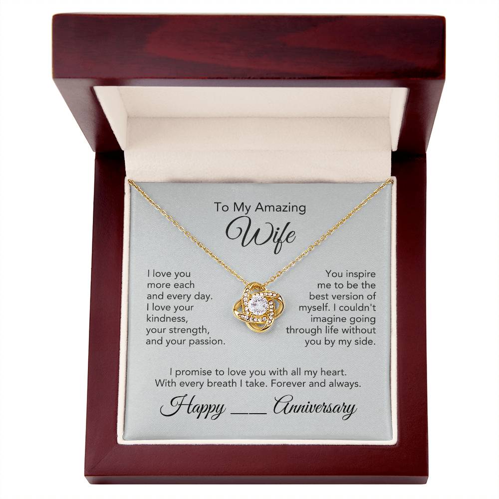 Anniversary Present Wife Gold Knot Necklace - MKT Custom Jewelry