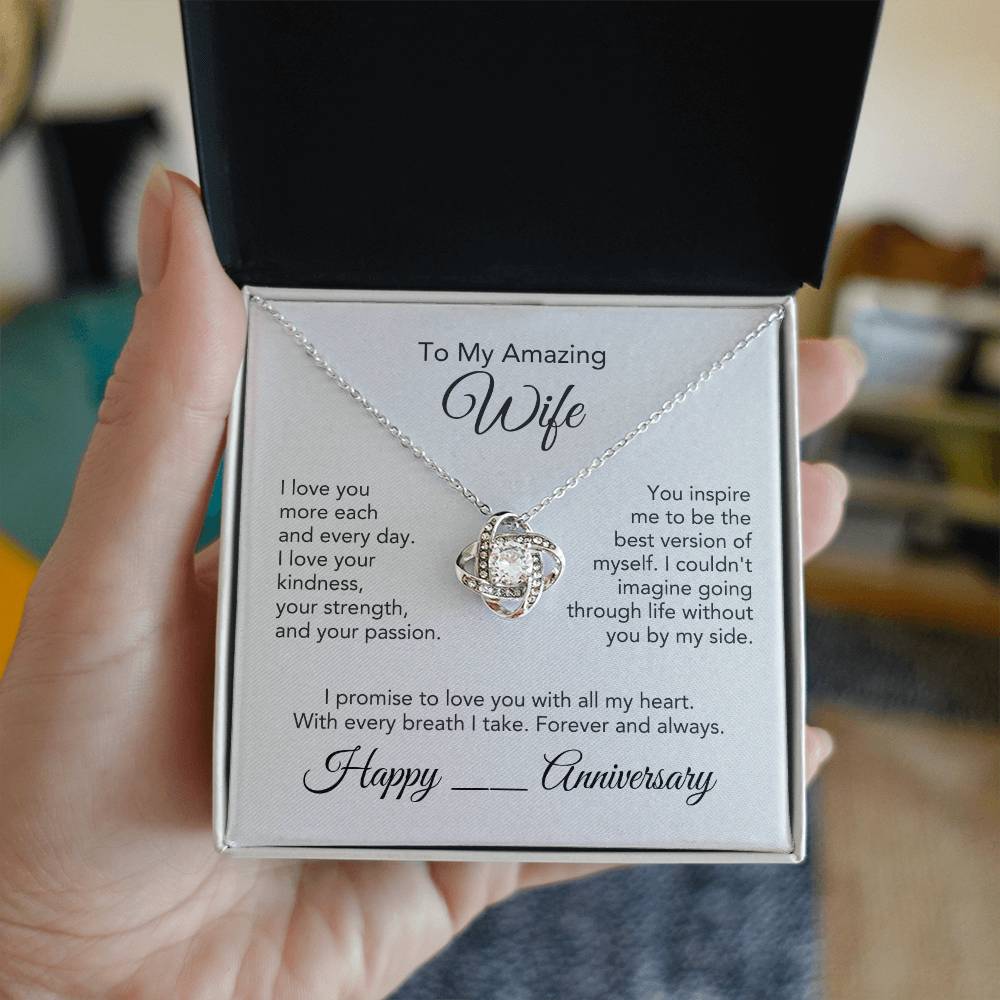 Anniversary Present Wife Gold Knot Necklace - MKT Custom Jewelry