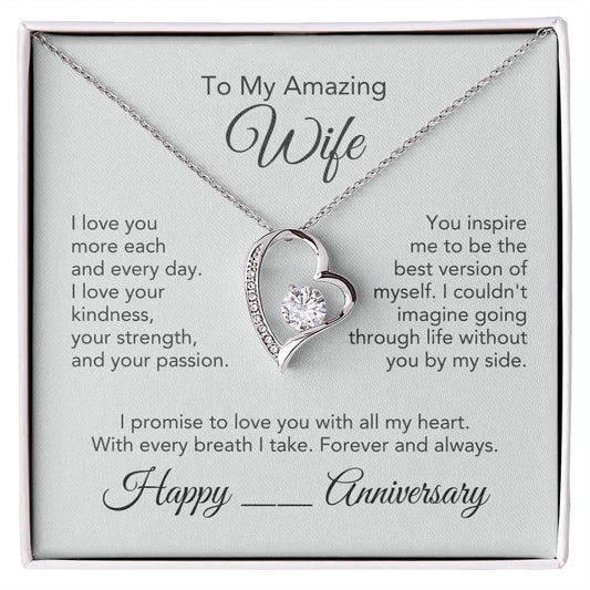 Anniversary Present Wife Gold Heart Necklace - MKT Custom Jewelry