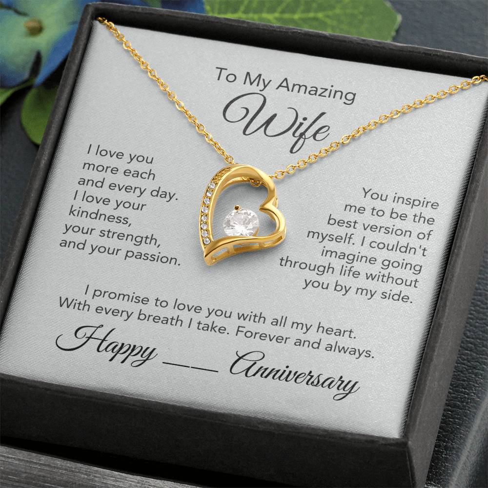 Anniversary Present Wife Gold Heart Necklace - MKT Custom Jewelry