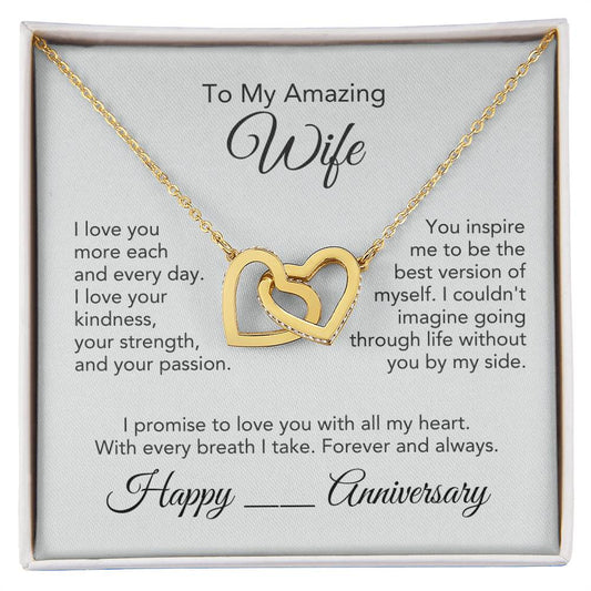 Anniversary Present Wife Interlocking Hearts Necklace - MKT Custom Jewelry