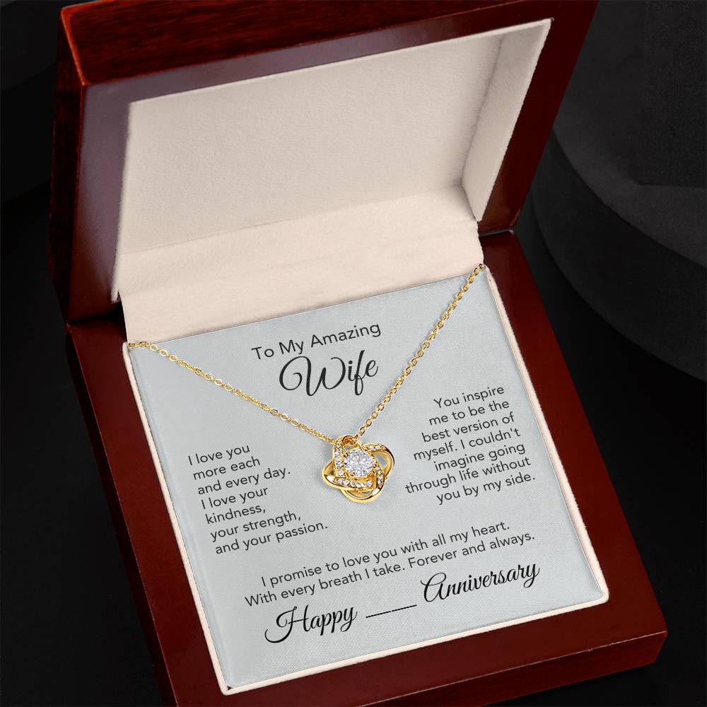 Anniversary Present Wife Gold Knot Necklace - MKT Custom Jewelry