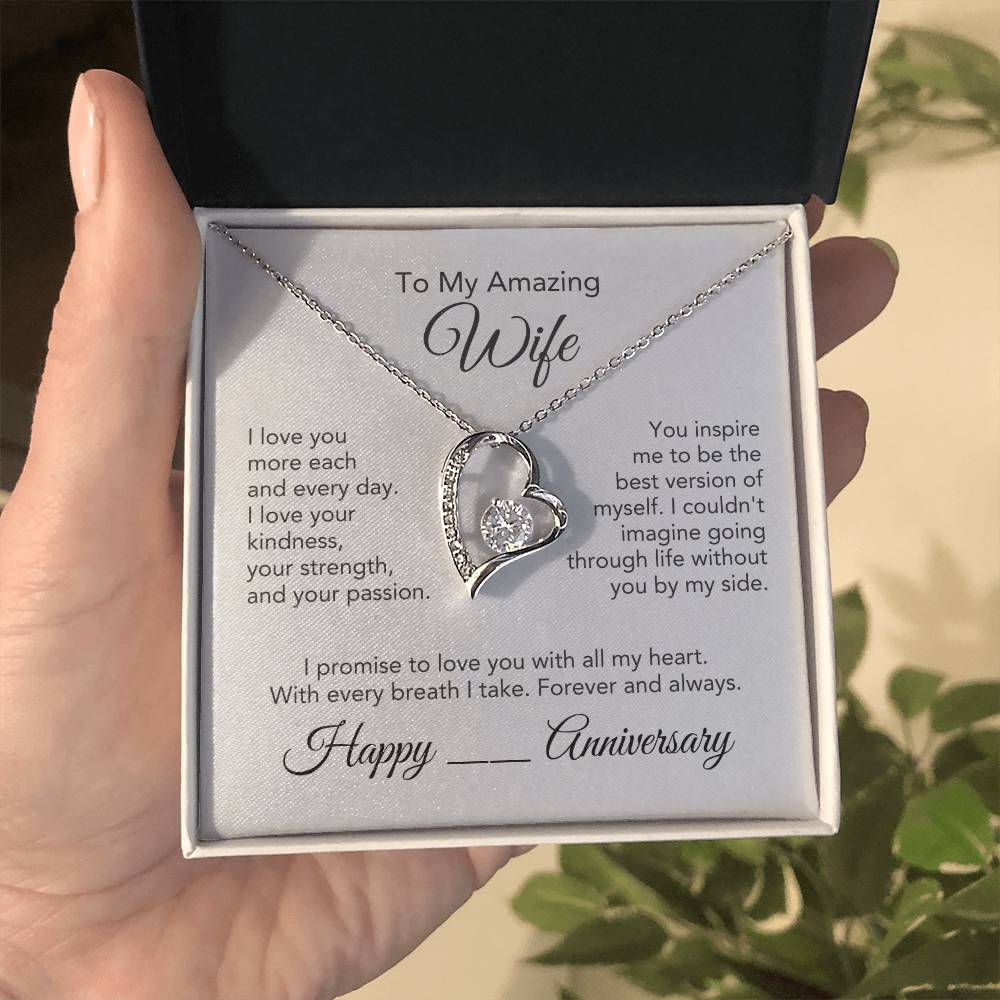 Anniversary Present Wife Gold Heart Necklace - MKT Custom Jewelry