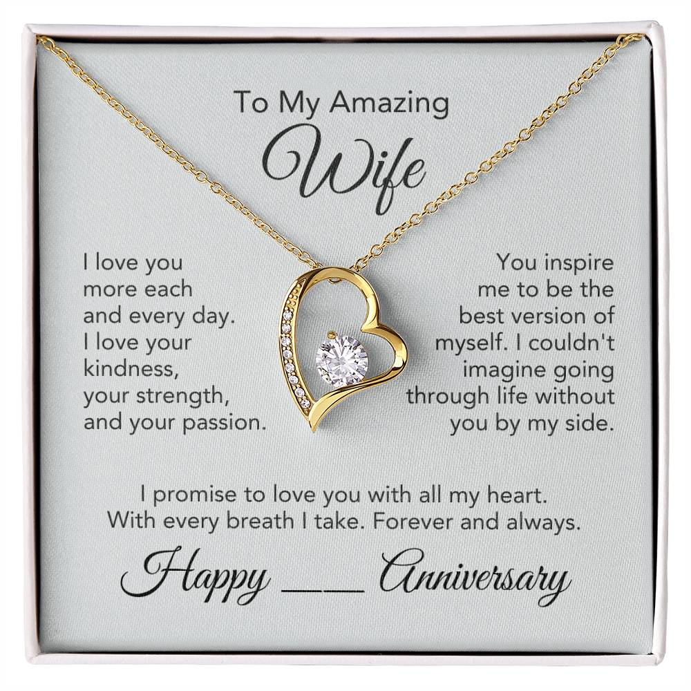 Anniversary Present Wife Gold Heart Necklace - MKT Custom Jewelry