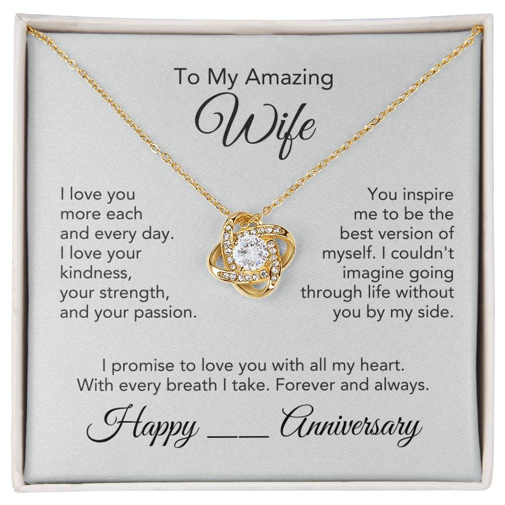 Anniversary Present Wife Gold Knot Necklace - MKT Custom Jewelry