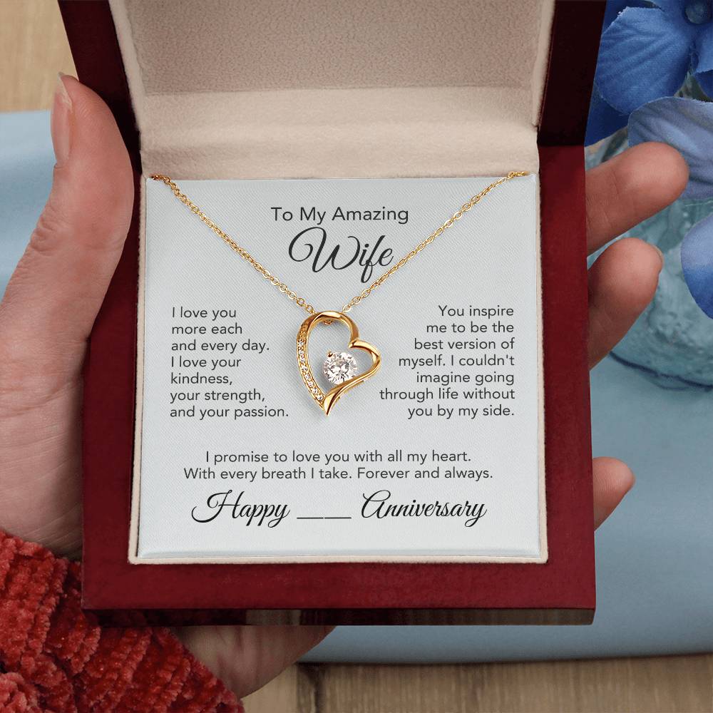 Anniversary Present Wife Gold Heart Necklace - MKT Custom Jewelry