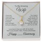 Anniversary Present Wife Gold Ribbon Necklace - MKT Custom Jewelry