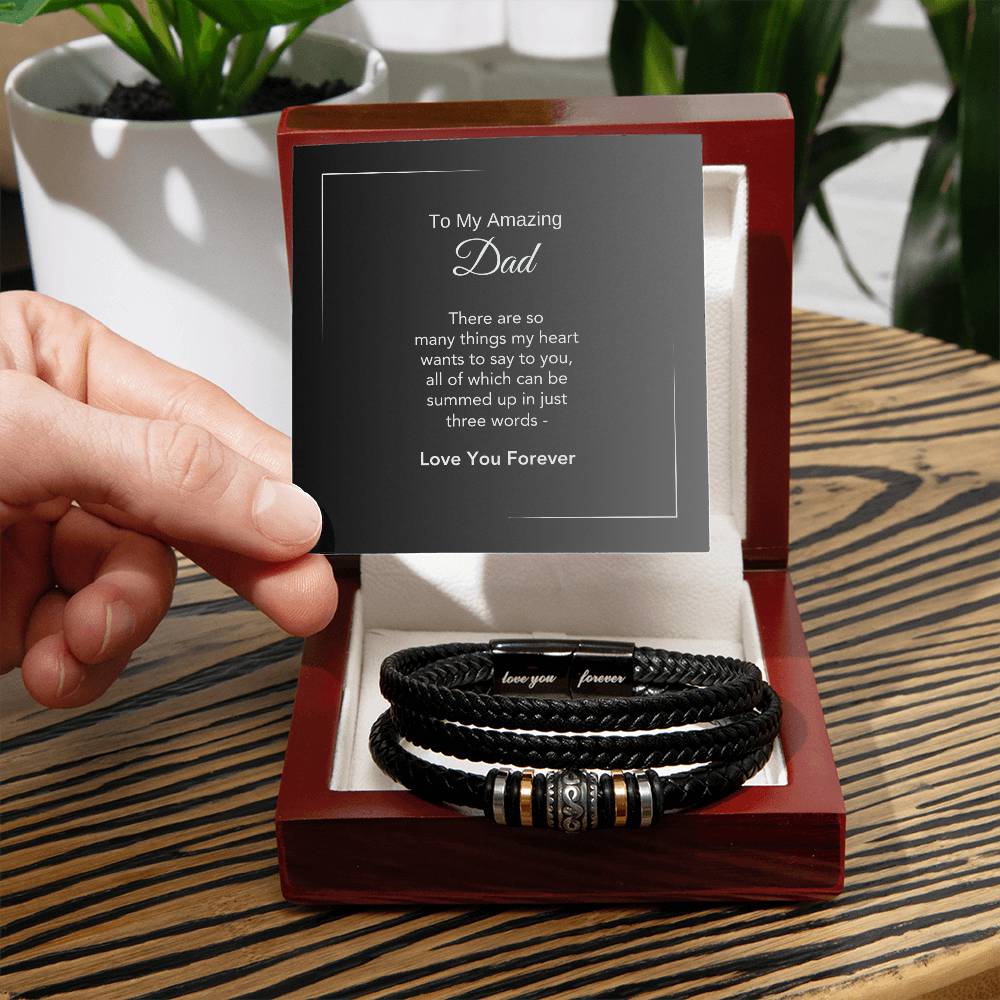 Gifts for Fathers Awesome Presents for Dad Engraved Leather Bracelet - MKT Custom Jewelry