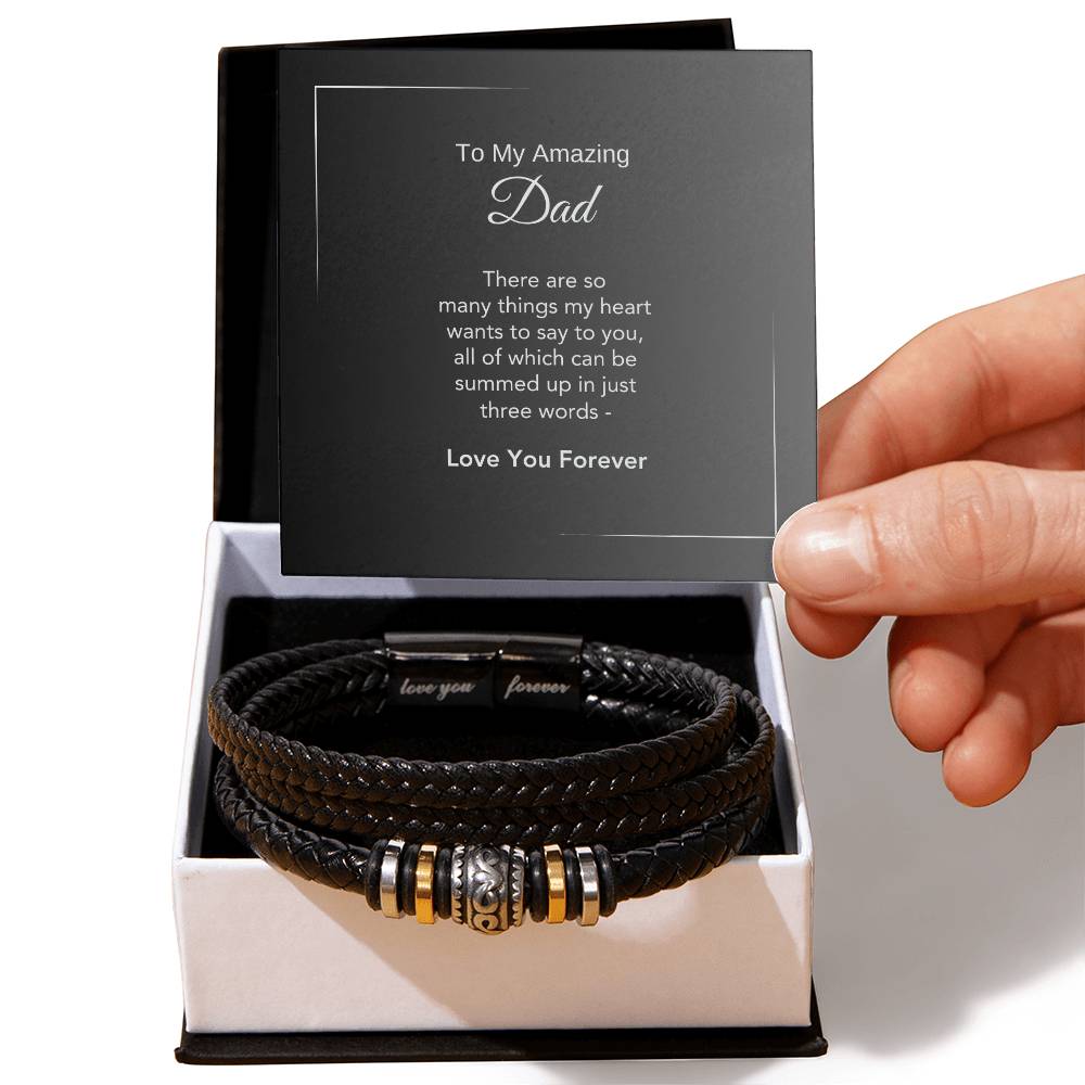 Gifts for Fathers Awesome Presents for Dad Engraved Leather Bracelet - MKT Custom Jewelry