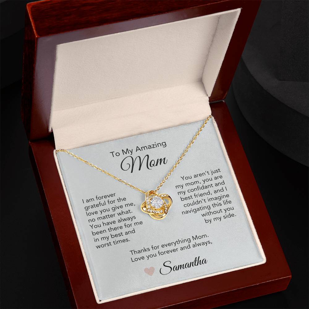 Mom Necklace Gift Ideas for Mom Necklace for Mom Gold Love Knot - MKT Custom Jewelry