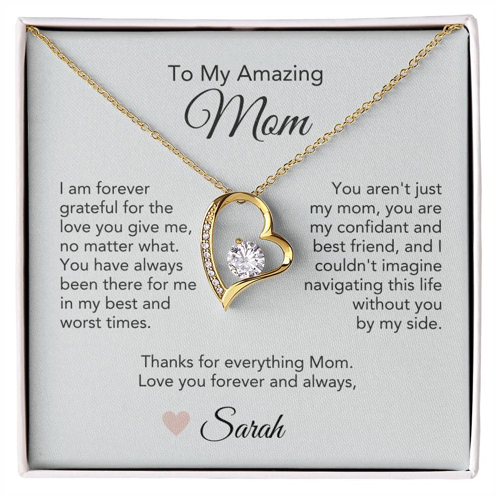 Mom Necklace Gift Ideas for Mom Present Ideas for Mother Gold Heart - MKT Custom Jewelry