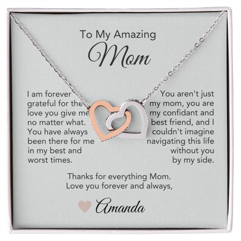 Mom Necklace Gift Ideas for Mom Present Ideas for Mother Interlocking Hearts - MKT Custom Jewelry