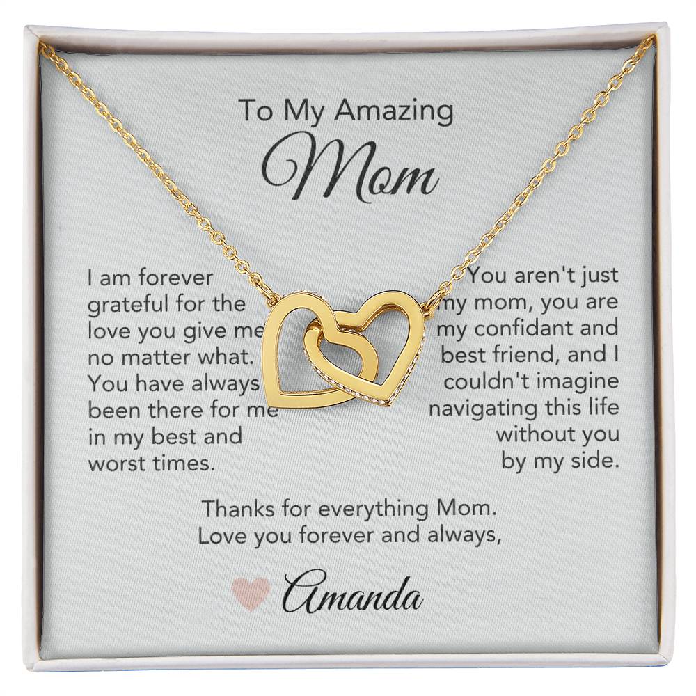 Mom Necklace Gift Ideas for Mom Present Ideas for Mother Interlocking Hearts - MKT Custom Jewelry