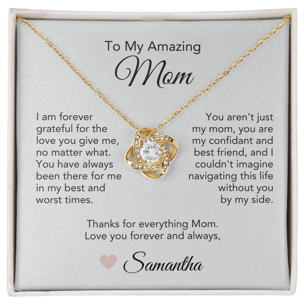 Mom Necklace Gift Ideas for Mom Necklace for Mom Gold Love Knot - MKT Custom Jewelry