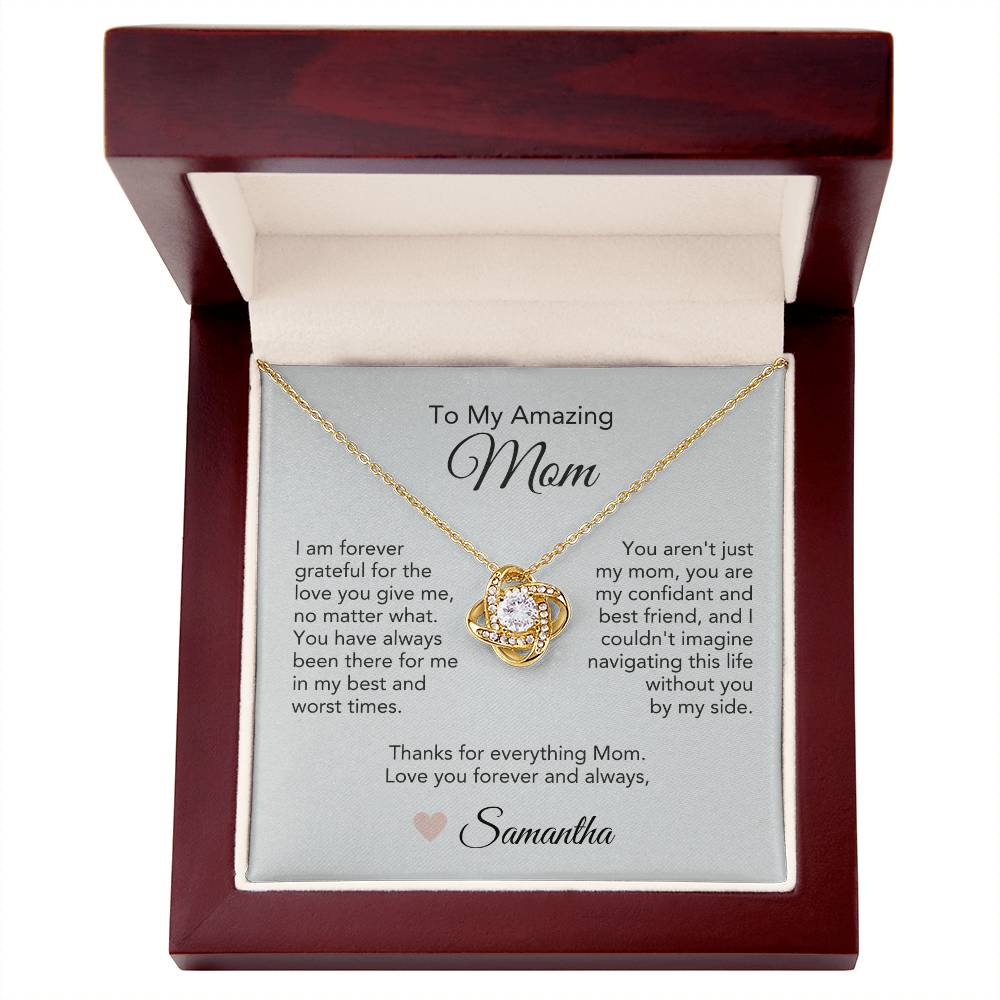 Mom Necklace Gift Ideas for Mom Necklace for Mom Gold Love Knot - MKT Custom Jewelry