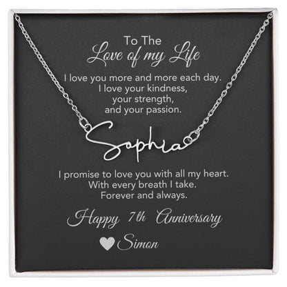 Personalized Anniversary Gift for Her, Enter Year & Name, Necklace & Message Card - MKTCustomDesigns