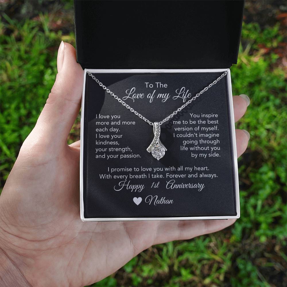 Personalized Anniversary Gift for Her, Enter Year & Name, Necklace & Message Card - MKTCustomDesigns