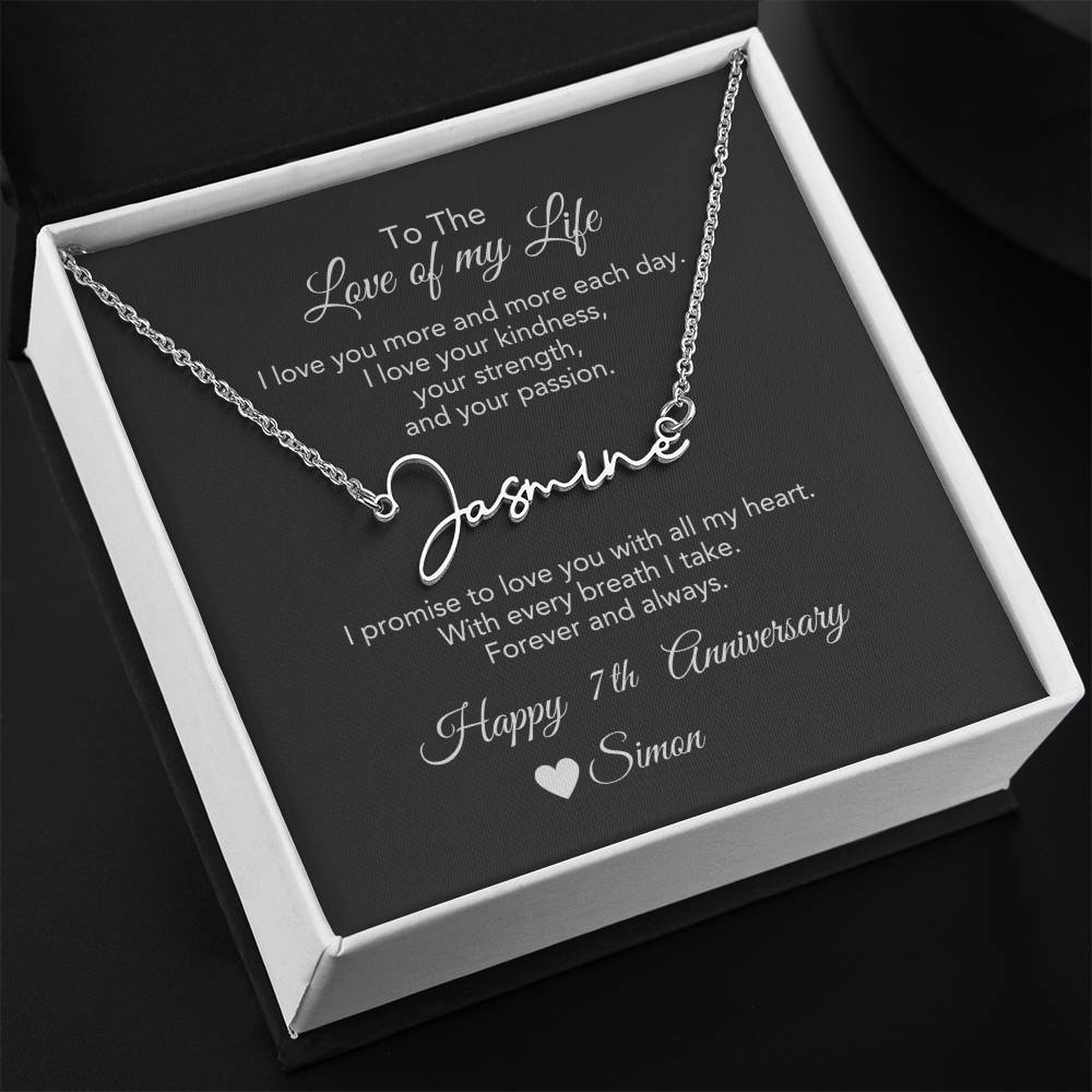 Personalized Anniversary Gift for Her, Enter Year & Name, Necklace & Message Card - MKTCustomDesigns