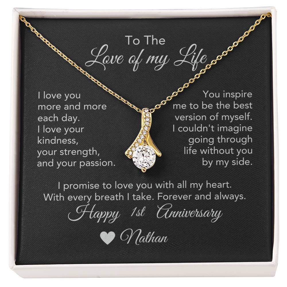 Personalized Anniversary Gift for Her, Enter Year & Name, Necklace & Message Card - MKTCustomDesigns