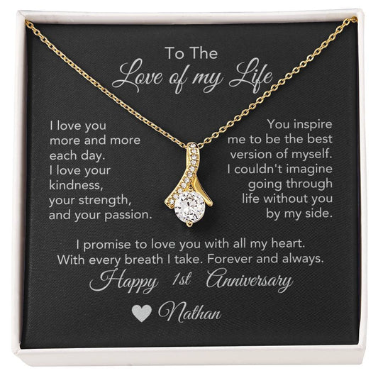 Personalized Anniversary Gift for Her, Enter Year & Name, Necklace & Message Card - MKTCustomDesigns